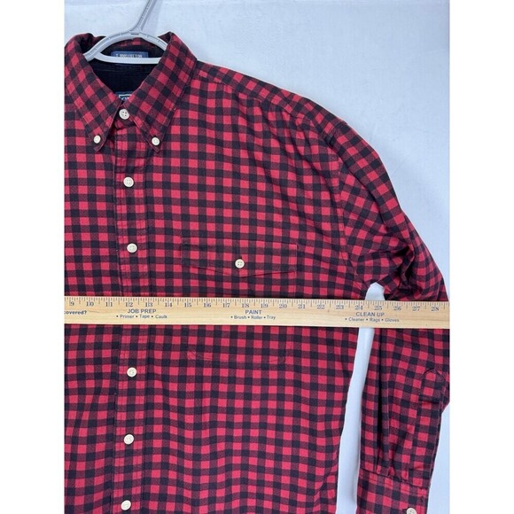 Chaps Ralph Lauren Flannel Ski Pass Shirt Mens Medium Red Black Plaid Vintage - Picture 8 of 9